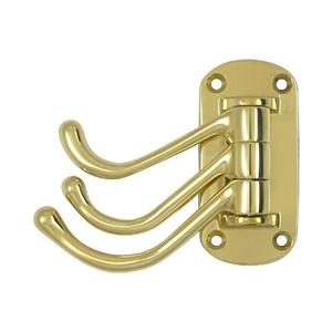 Triple Swivel Hook - Polished Brass | Architecturals.net